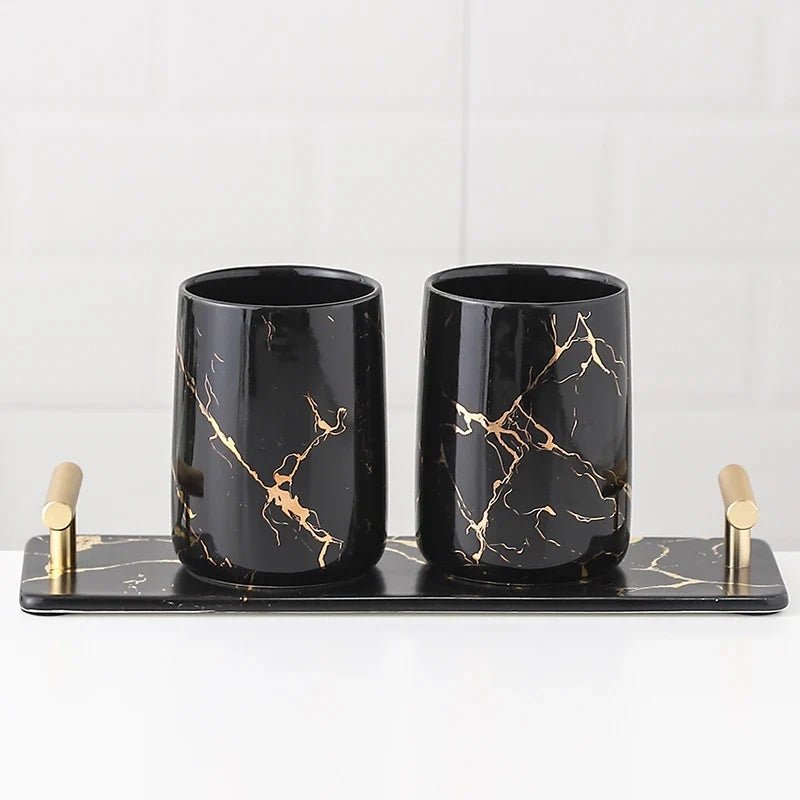 Ceramic accessories for bathroom decoration - Three Black Pieces