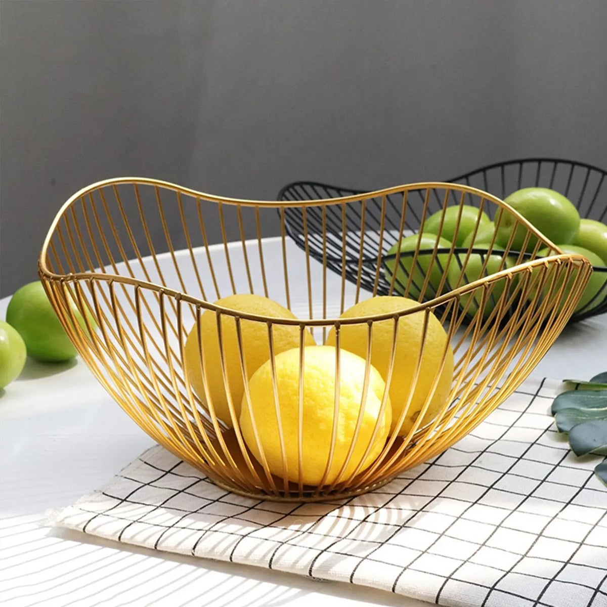 Metal fruit baskets for kitchen and dessert storage