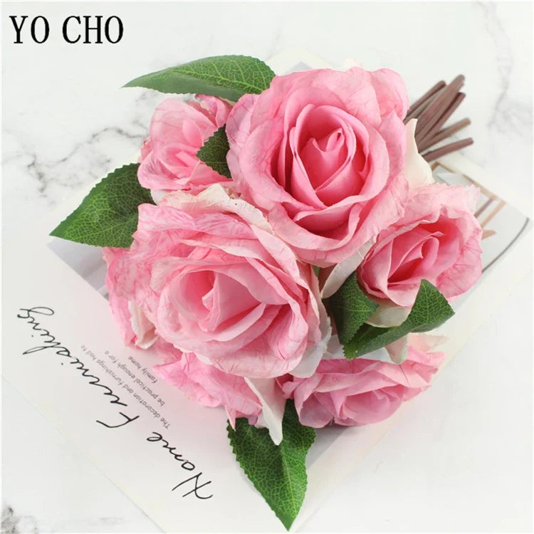 5 artificial peonies for wedding and interior decoration - 7 Pink Heads