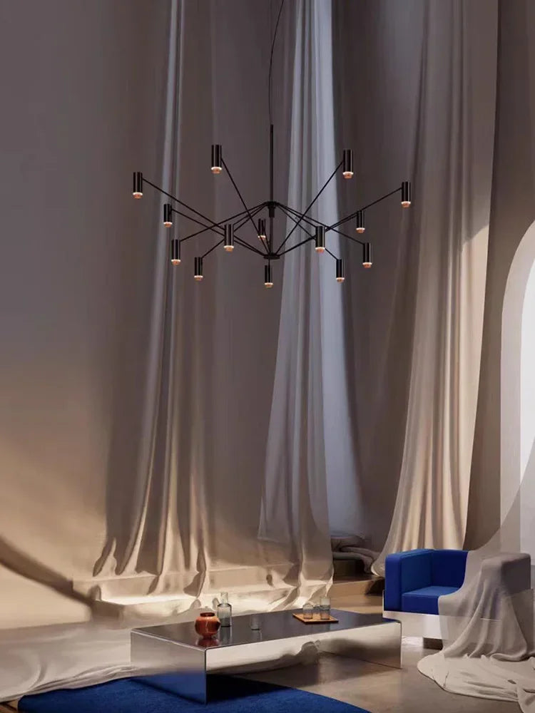 Modern minimalist indoor home lighting hanging design, living room, dining room, attic, black candlestick, room decoration - view 4