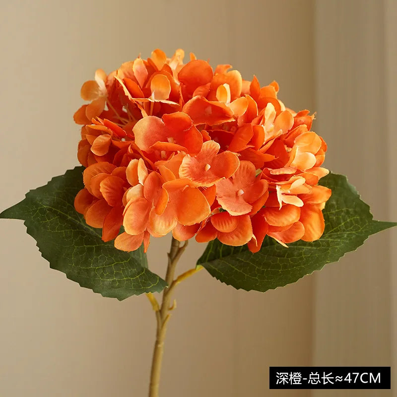 Realistic artificial hortensia flower for decoration and bouquet - Orange