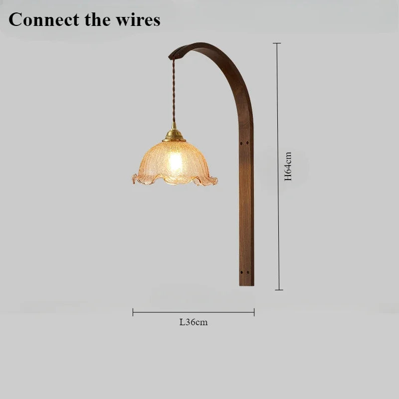 Modern walnut wood lamp with decorative led light - Electronic Connection / Warm Light 3000K