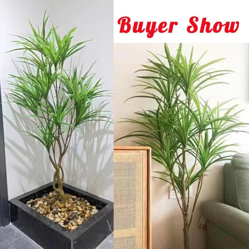 Large artificial palm tree tropical plant in decorative pot - view 3