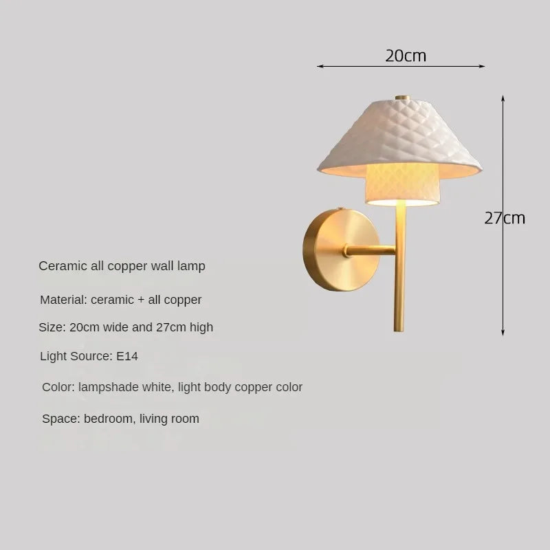 Ceramic and copper desk lamp modern design adjustable angle - 5000-6000K / Applique murale