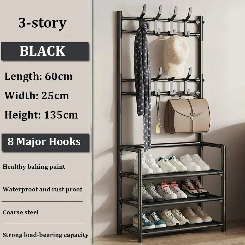 Multifunction shoe shelf for storage and drying - 3 Layers - Black
