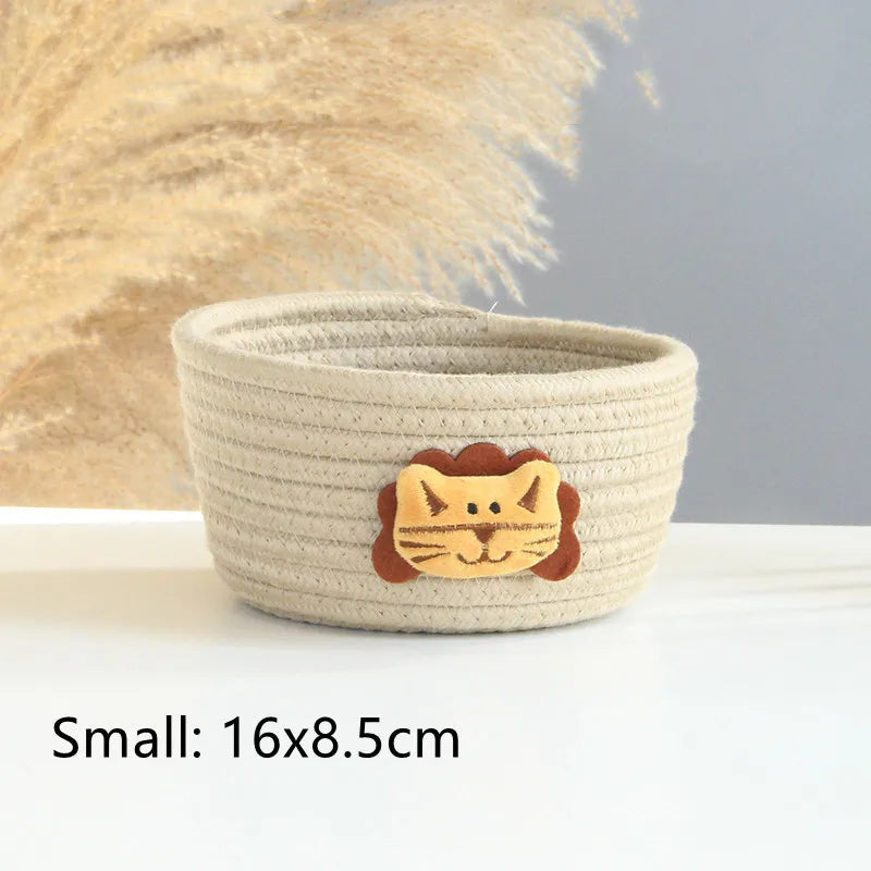 Woven storage basket for toys and various objects - Khaki S
