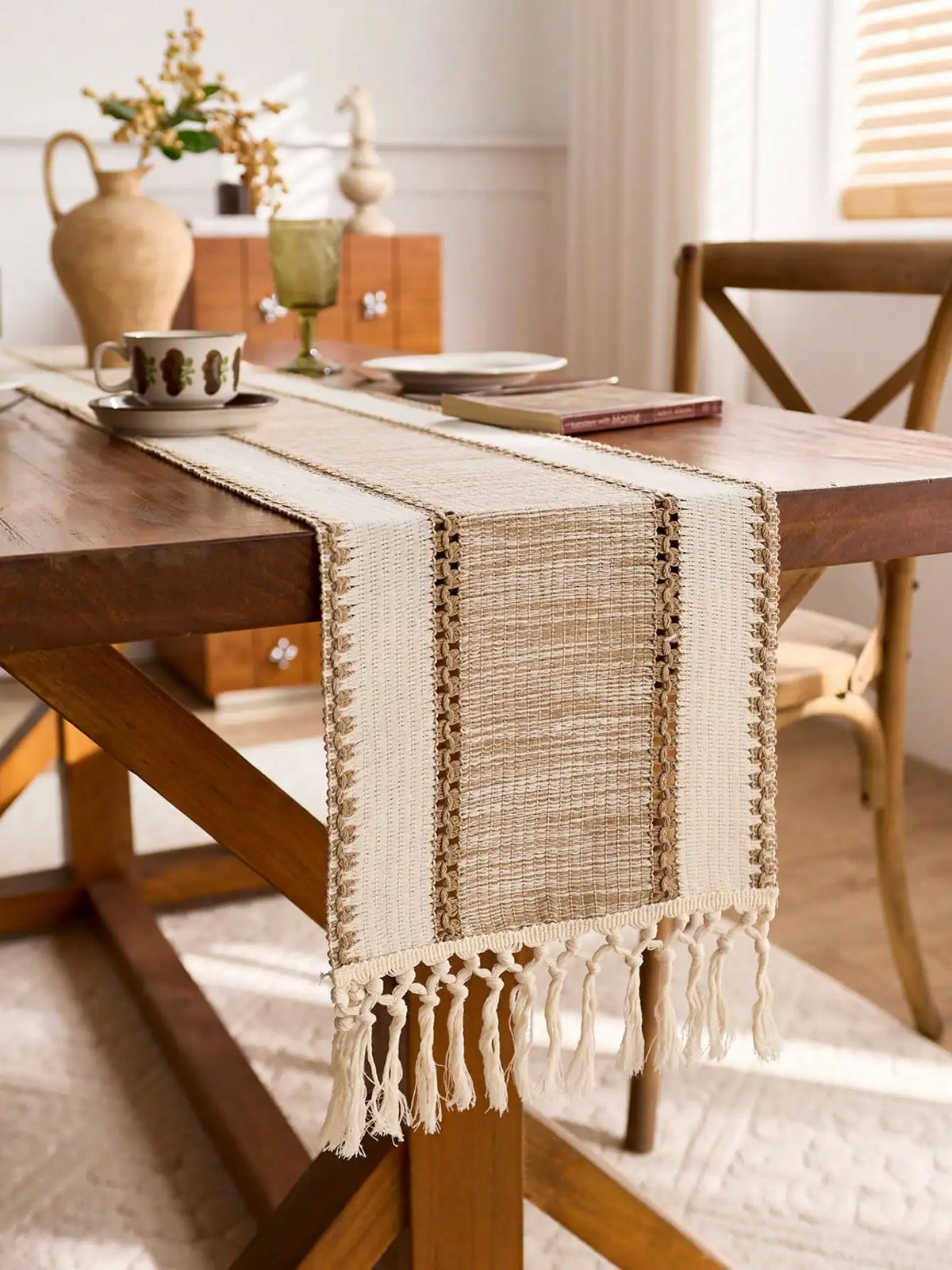 Table runner macrame khaki macrame pommon - 30x50 placemat