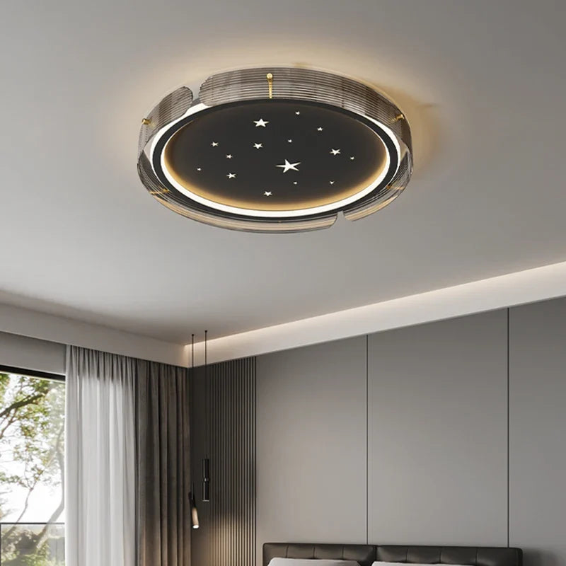Minimalist led ceiling with starry sky and high-end design