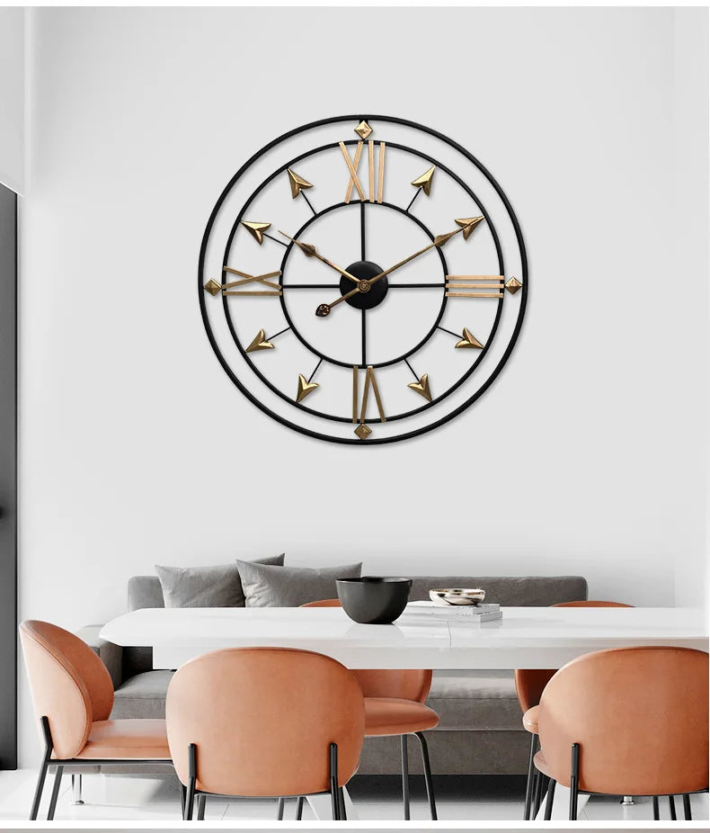 Wrought Iron Wall Clock for Living Room, Home Warm Decoration, Retro Silent Clock - view 3