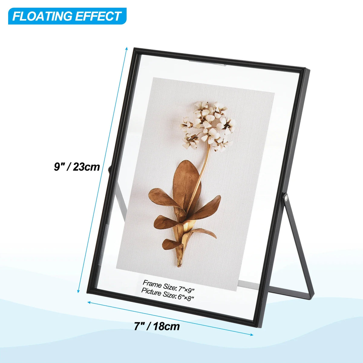 Set of 2 metal and glass photo frames for decoration - 9x7 inches Black