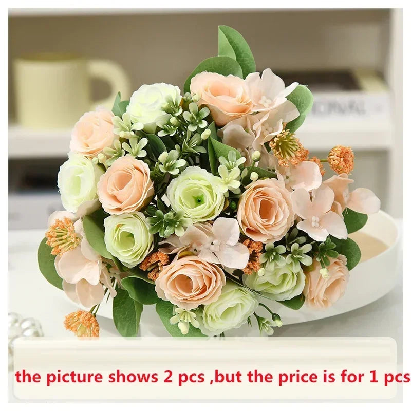 Artificial silk hortensia bouquet for elegant decoration - Champagne