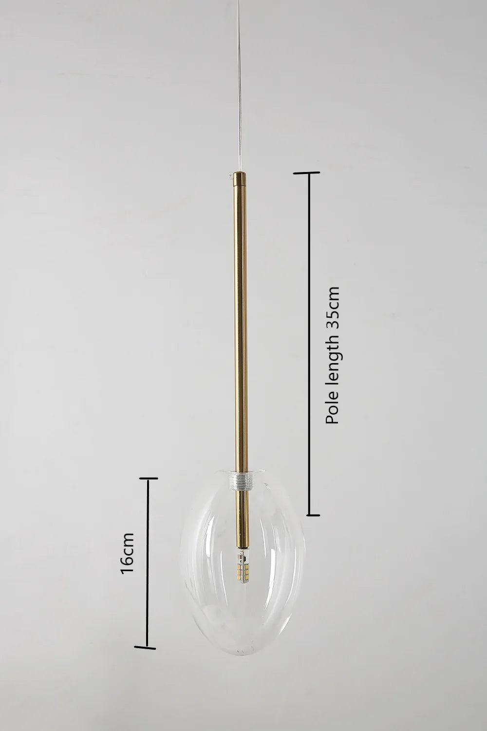 Transparent glass pendant light in the shape of decorative water drop - 1 Head