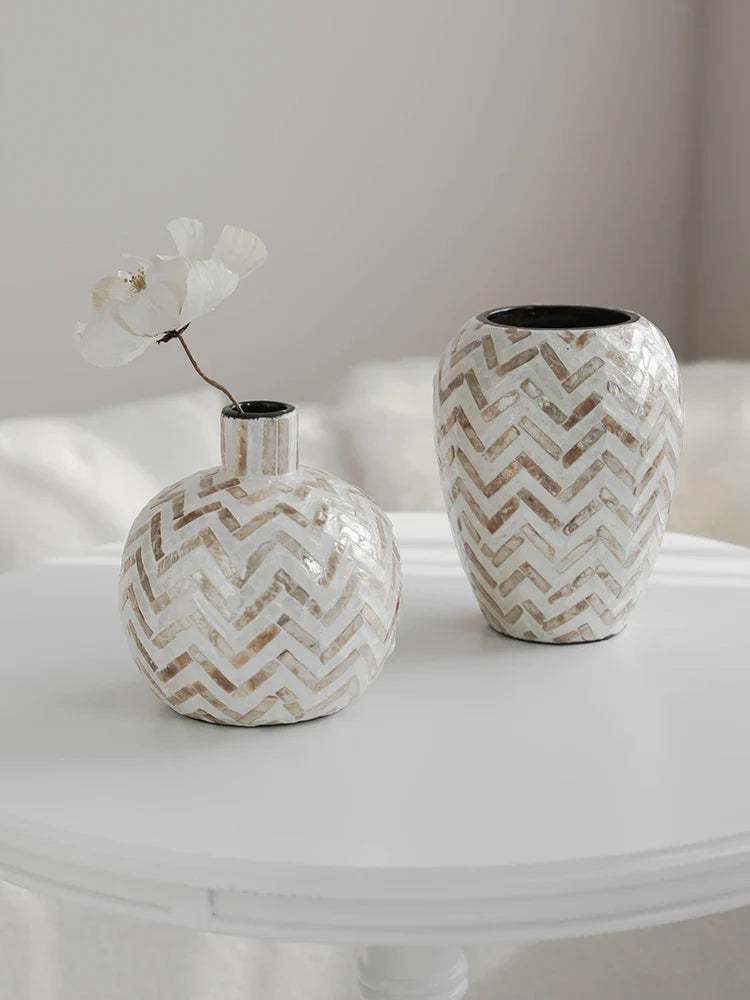 Ahunderjiaz-French Vintage Shell Vase, Living Room Countertop, Flower Arrangement, Home Decorations, Photography Props, 2024 - view 5