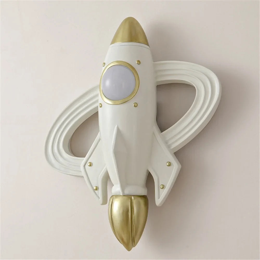 Led space rocket wall sconce for children's room with remote control - view 2