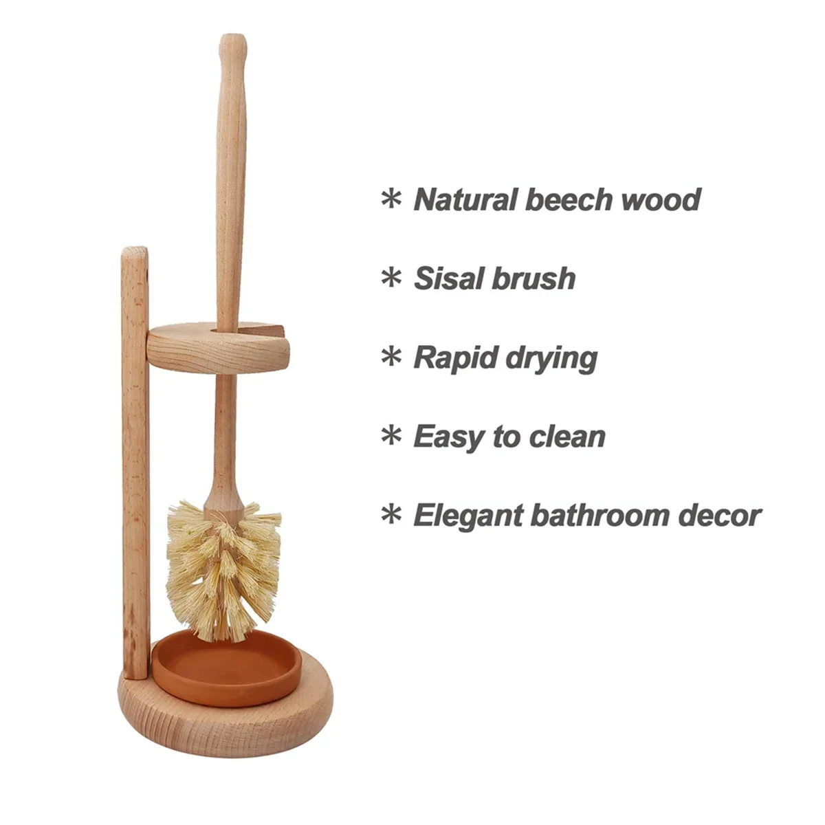 Wood Toilet Brush and Holder Set, Wood Toilet Bowl Cleaner Brush for Bathroom, Toilet Scrubber with Stand - view 4