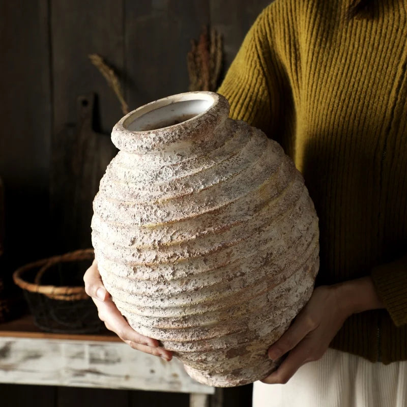 Vintage style vintage retro clay vase handmade home decoration - view 2