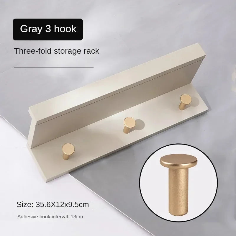 Wooden wall coat holder for creative and practical storage - Gray 3 Hooks