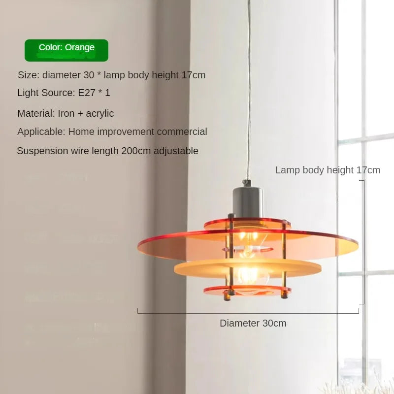 Acrylic led pendant light for restaurants and shops - Orange / Warm White / Plastiques