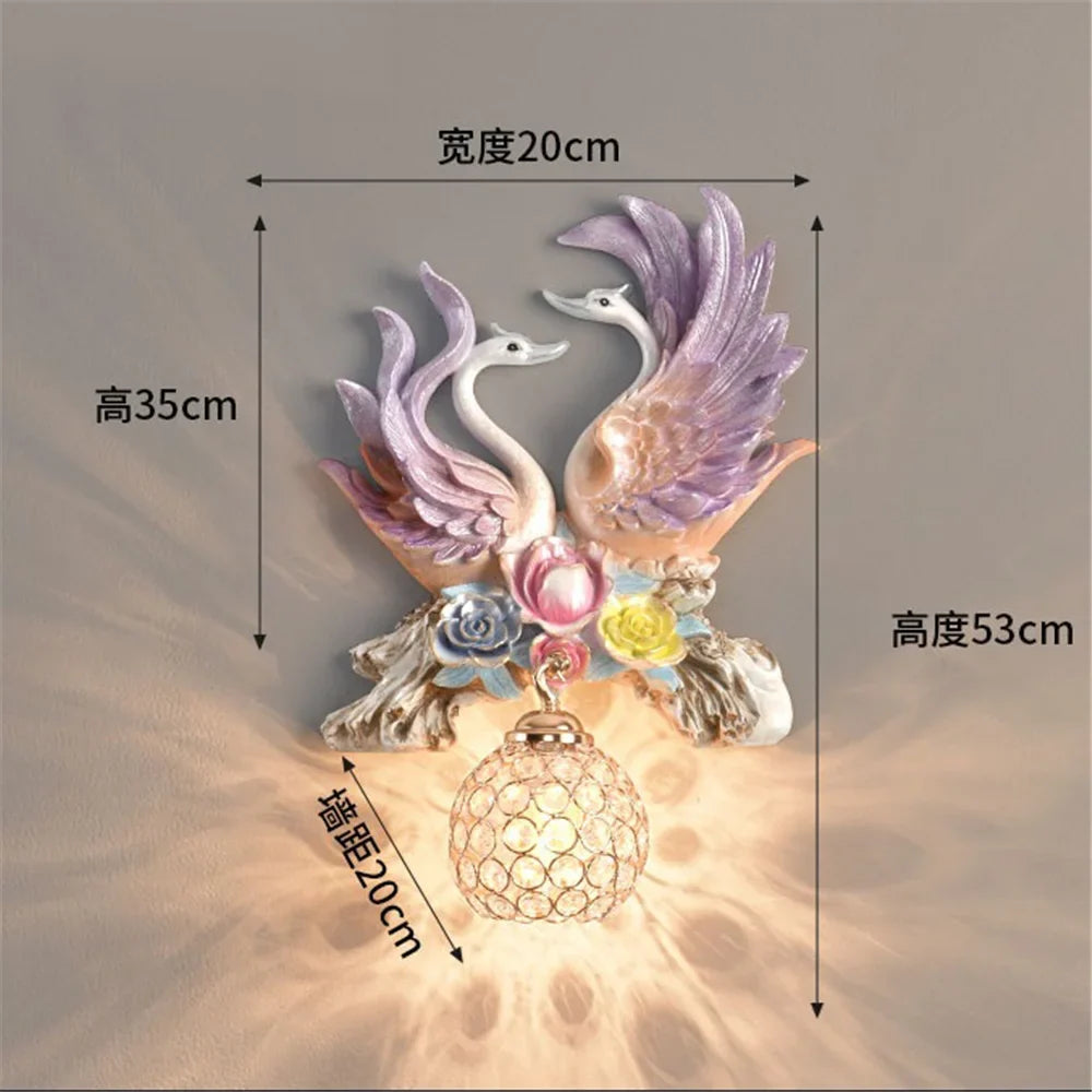 Led wall sconce in swan resin creative and modern decoration - A2