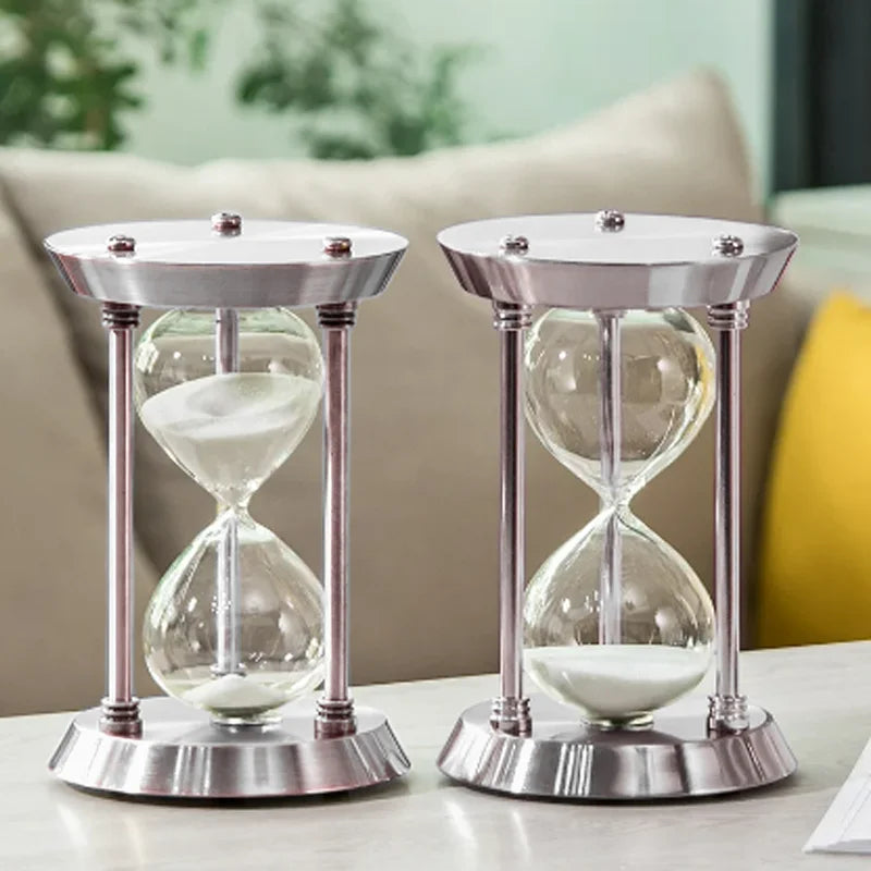 Decorative metal clear hourglass bottle with coloured sand - view 5