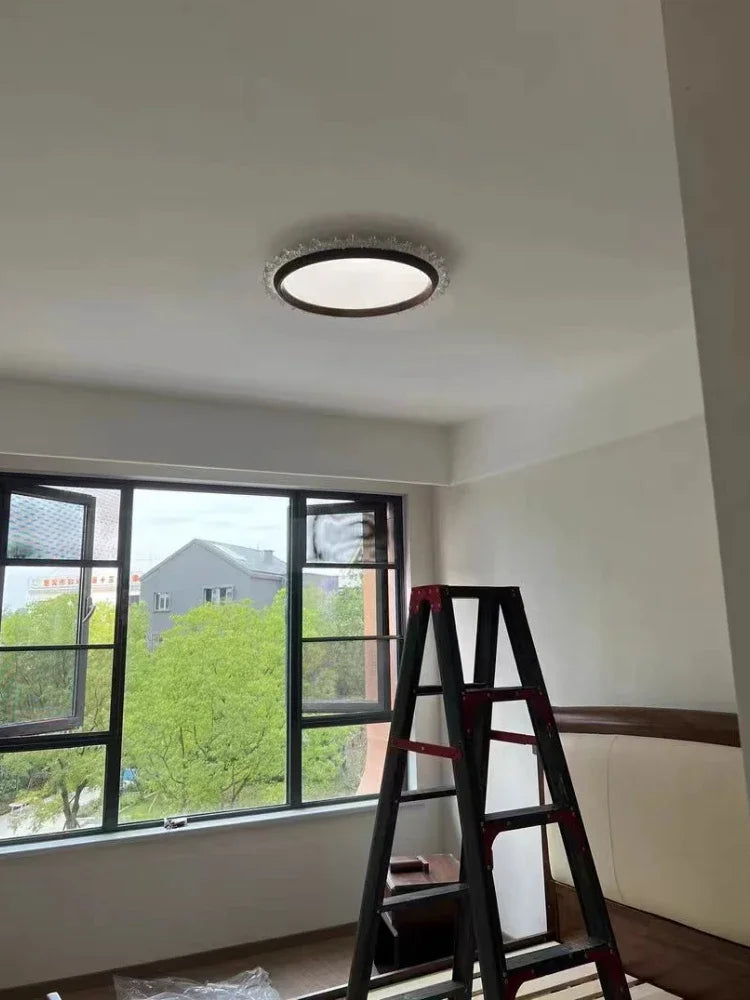 Retro wooden ceiling lamp circular and square acrylic - view 2