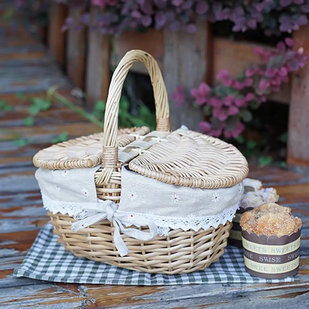 Wicker picnic basket hand woven for outdoor - view 7