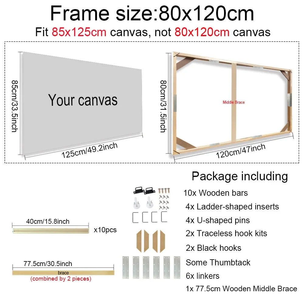 Wooden wall frame for decorative canvases and paints - 80x120cm
