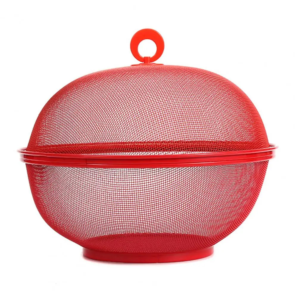 Mesh fruit basket with anti fly cover in stainless steel - Red