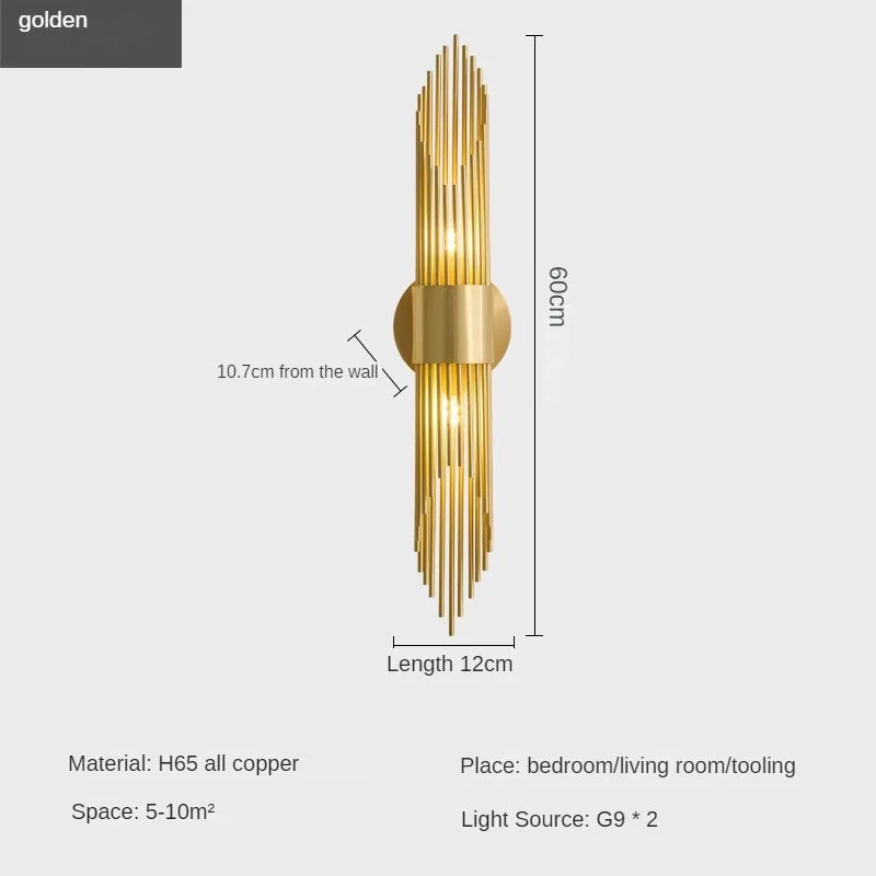 Copper retro wall sconce for elegant interior decoration - Warm White (2700-3500K) / Gold