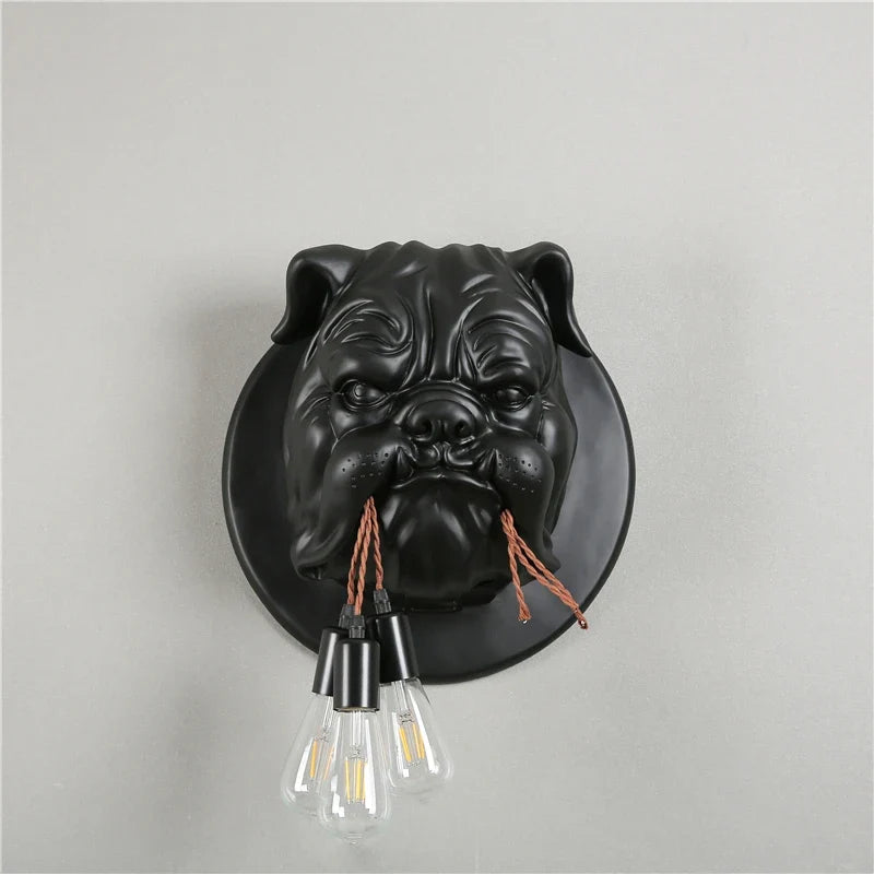 Modern wall sconce in resin design Art decorative vintage light - Black Pug