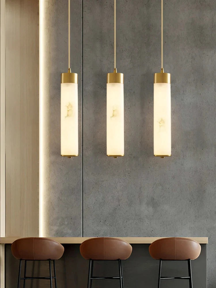 Natural marble and copper chandelier for modern minimalist decoration - view 3