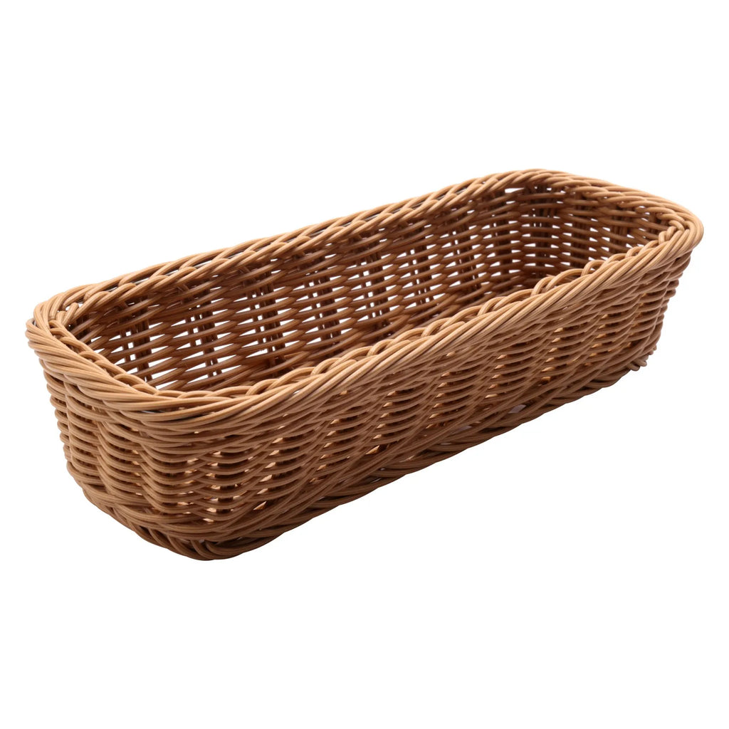 Desktop Cutlery Storage Basket Woven Basket Restaurant Tableware Drain Storage Box Tableware Storage Basket, Brown - view 2
