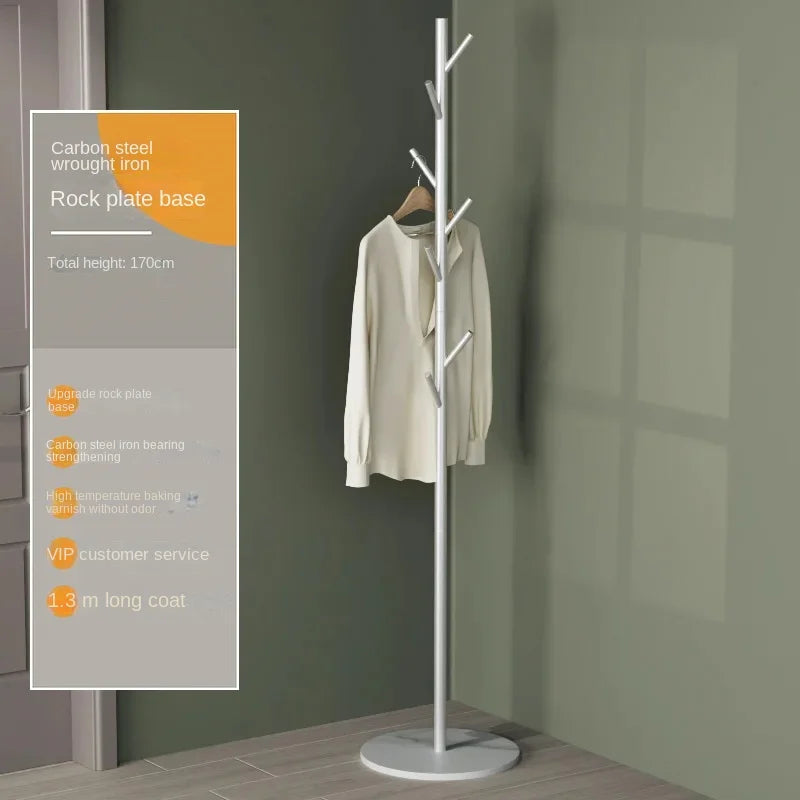 Floor To Floor Bedroom Light Luxury Rock Plate Base Metal Hanger, Marble Scarf and Bag Rack for Entering The Home Coat Rack - Style21