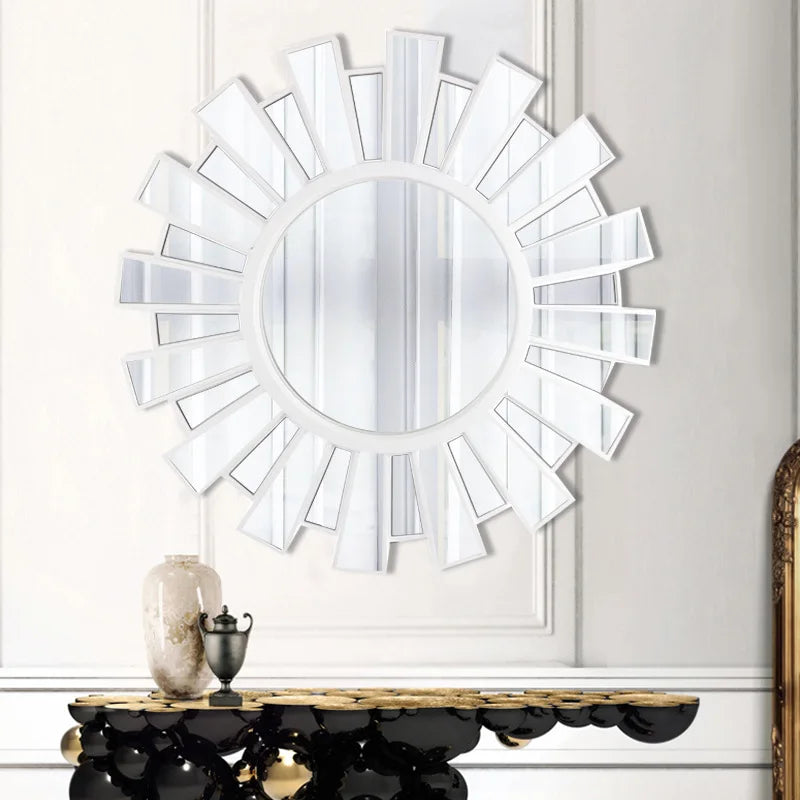 Round decorative mirror for restaurant and bathroom - White / 65X65cm