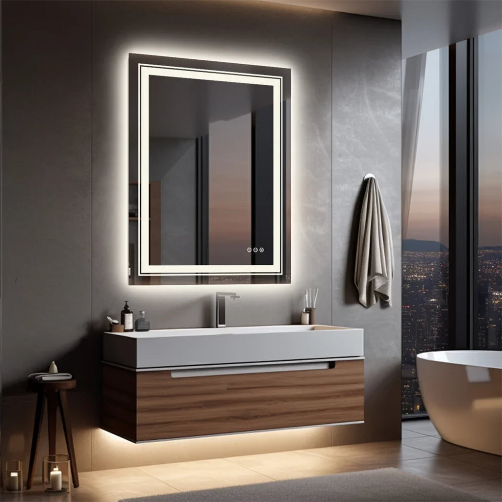 Luxury crystal LED mirror with variable intensity