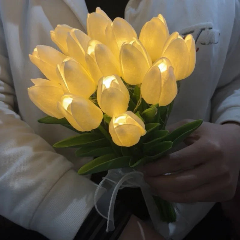 Decorative tulip lamp with artificial flowers for indoors - view 4