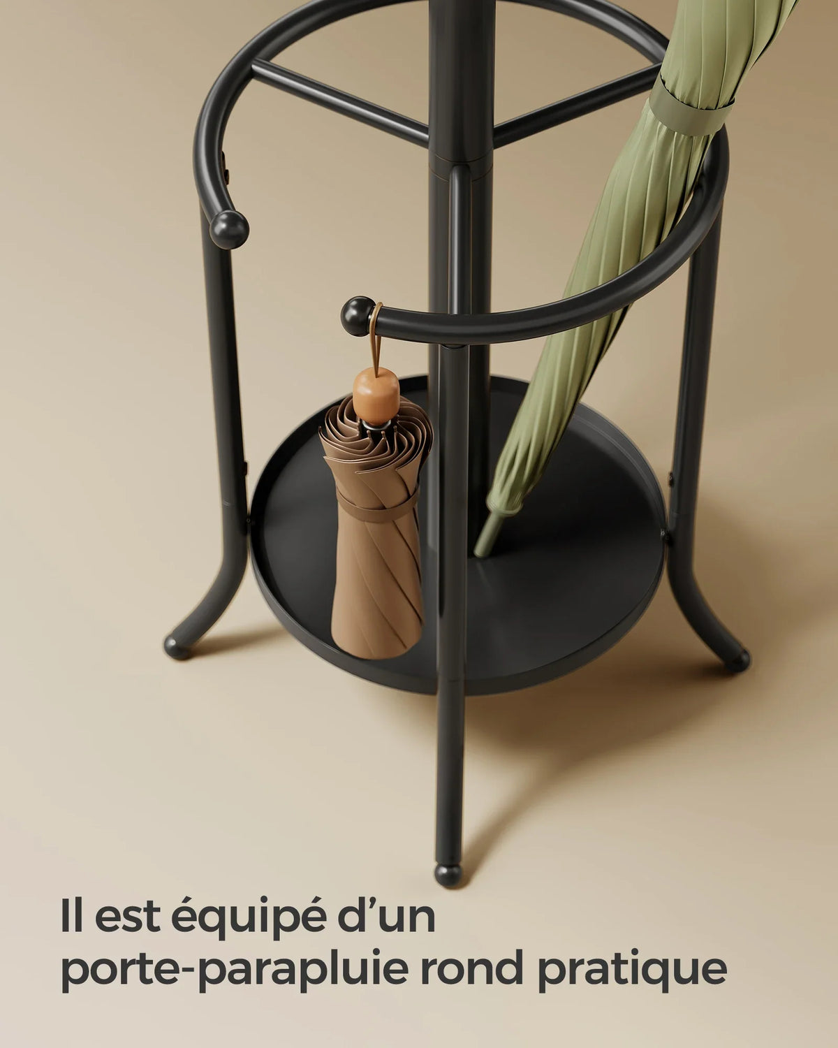 SONGMICS Coat Rack Freestanding, Coat Stand with Umbrella Holder, 12 Hooks, Metal, 175 cm Tall, for Entryway, Hallway - view 3