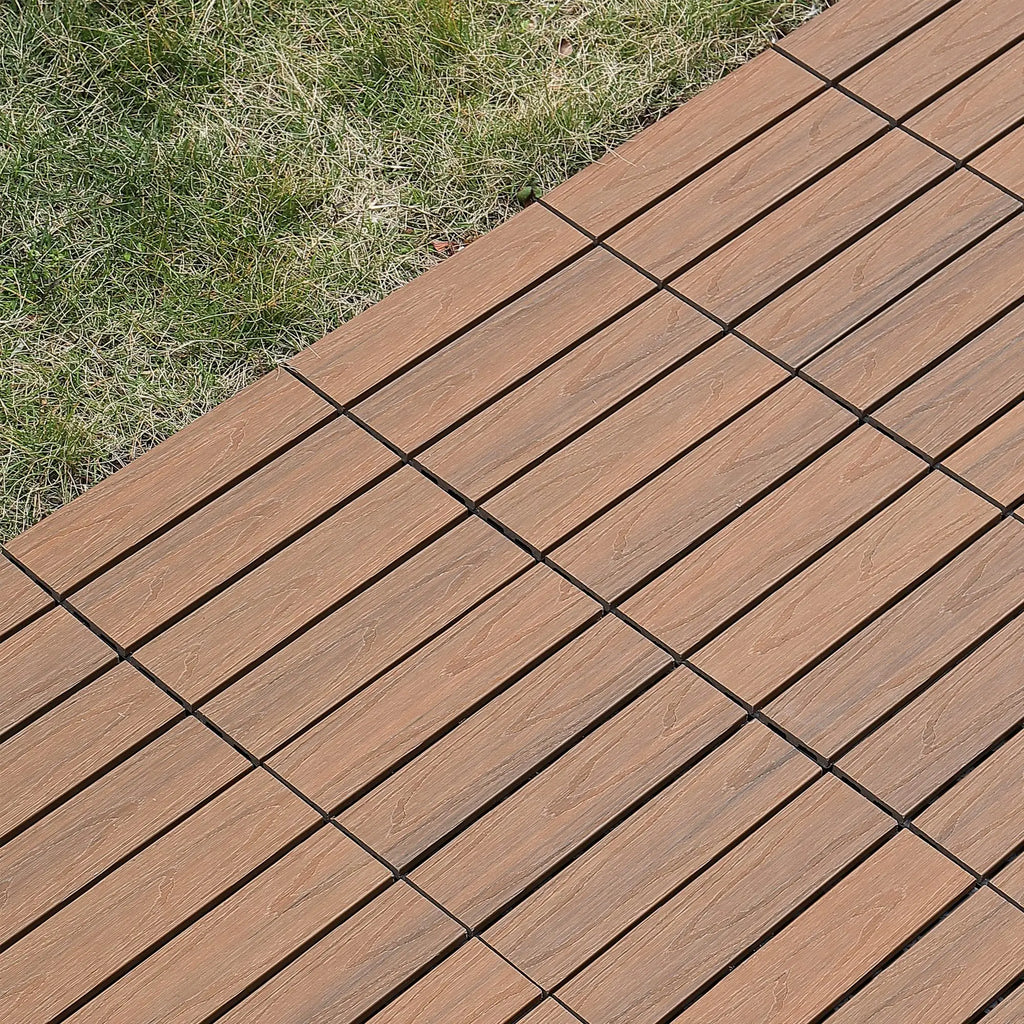 30cm Wood Interlocking Deck Tiles for Patios & Balconies - view 2