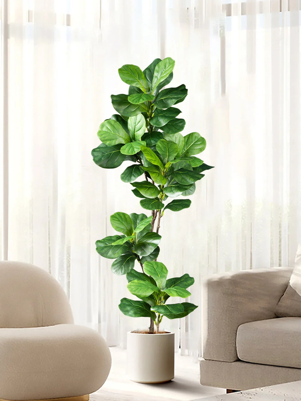 Rubber-Leaf Large Artificial Ficus Tree, Indoor Outdoor
