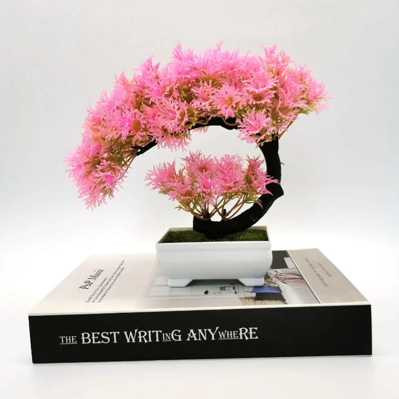 Artificial bonsai decorative plants for office and home - Pink