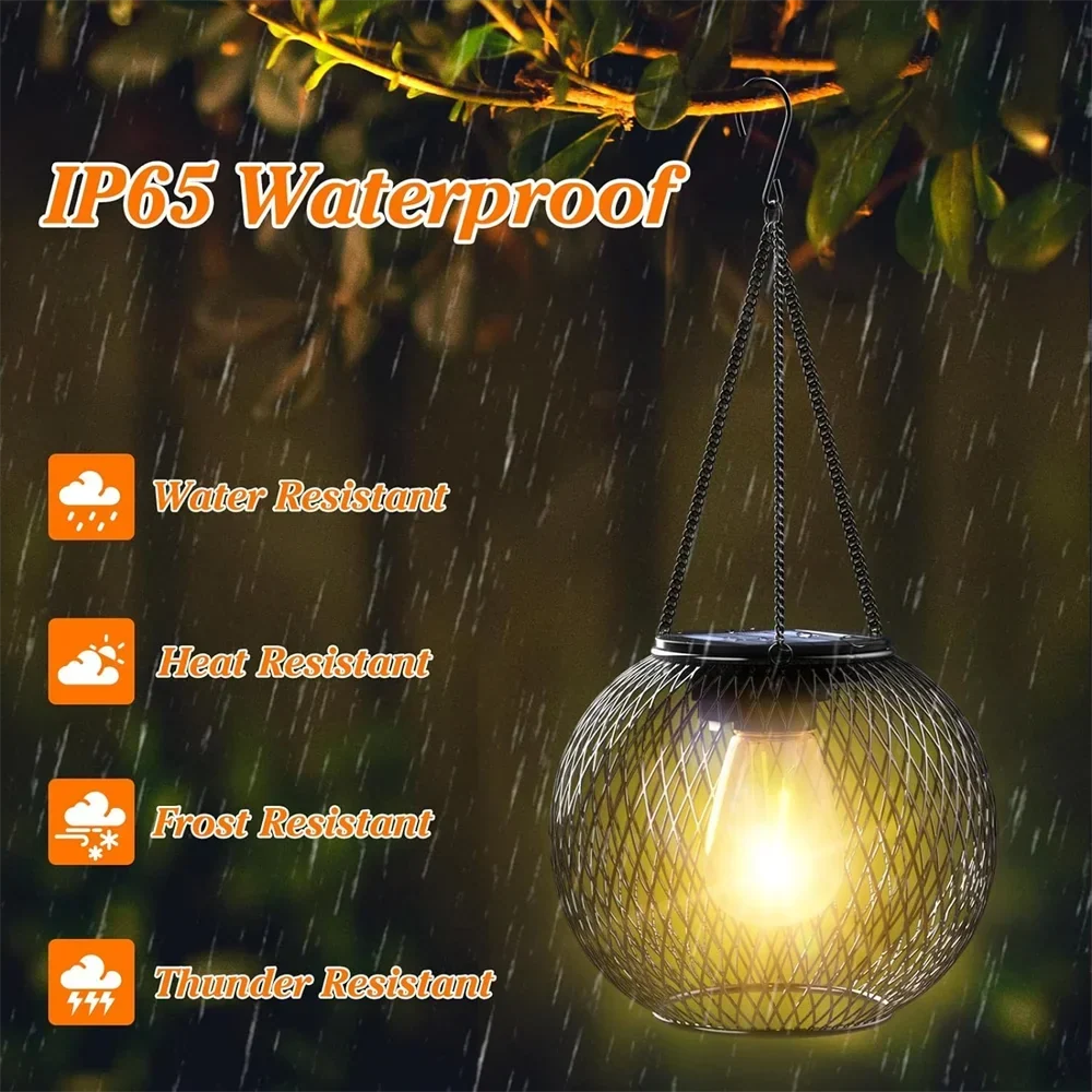 Solar Lantern Outdoor, Ortiny Upgraded Solar Lights for Outside Decorative Outdoor Hanging Lights Waterproof Solar Lanterns - view 3