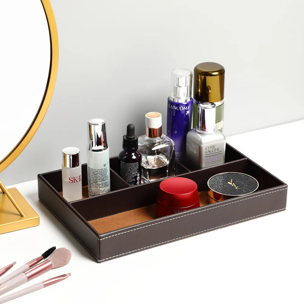 Leather storage tray with 5 practical compartments - view 4