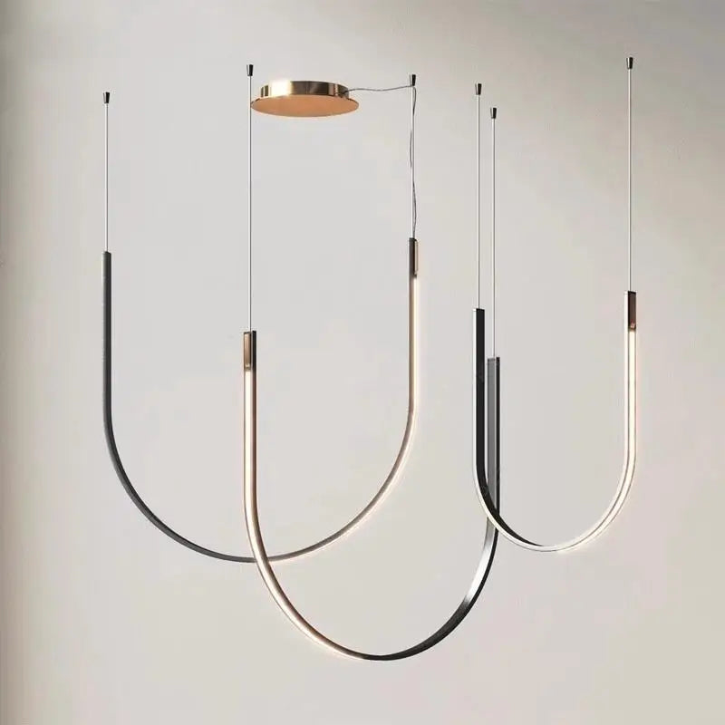Modern u-shaped design chandelier for industrial and creative spaces - view 4