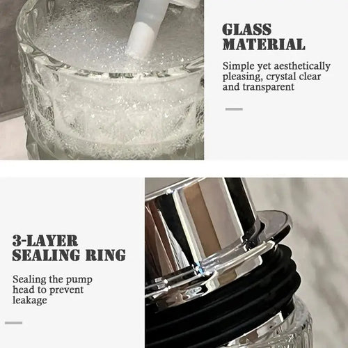 300ml Manual Soap Dispenser Transparent Glass Hand Sanitizer Bottle Container For Shampoo, Body Wash house Bathroom Accessories - view 2