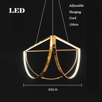 Geometric chandelier with led design modern interior lighting trend - White light / Dia60cm / Silver hardware