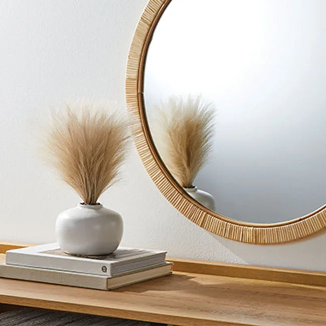 Wall mirror framed in natural rattan hand made decorative and elegant - view 4