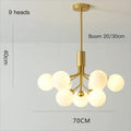 Modern chandelier in bubble glass and decorative flowers - 9 Heads-Gold / Cool Light
