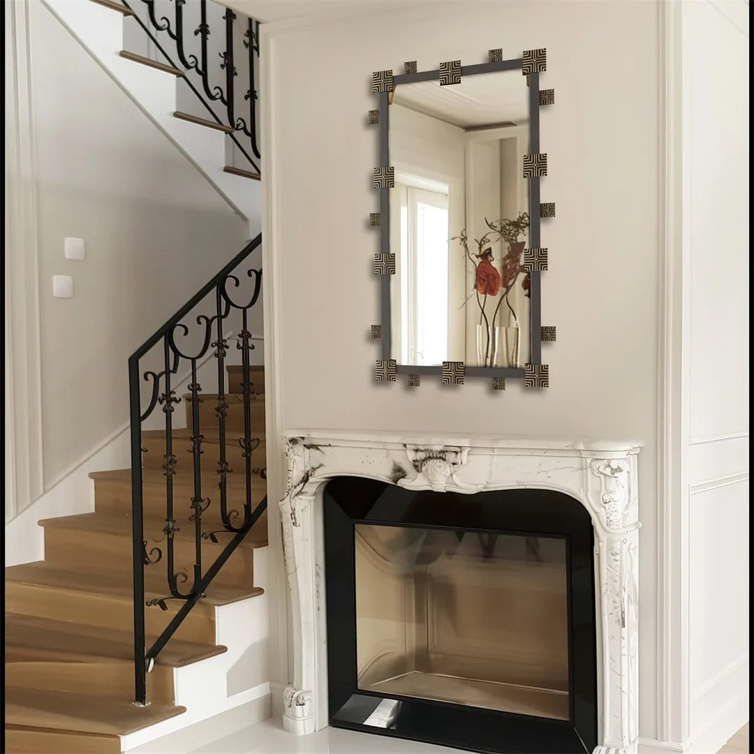 LUVODI Vintage Ornate Decorative Wall Mirror Metal Frame Resin Piece Art Mirror for Entrance,Vertical or Horizontal Hanging - view 5