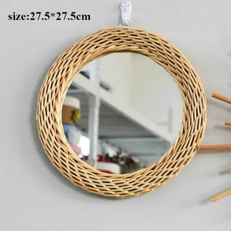 Retro decorative mirrors in hand made rattan for wall decoration - E-27,5 27,5