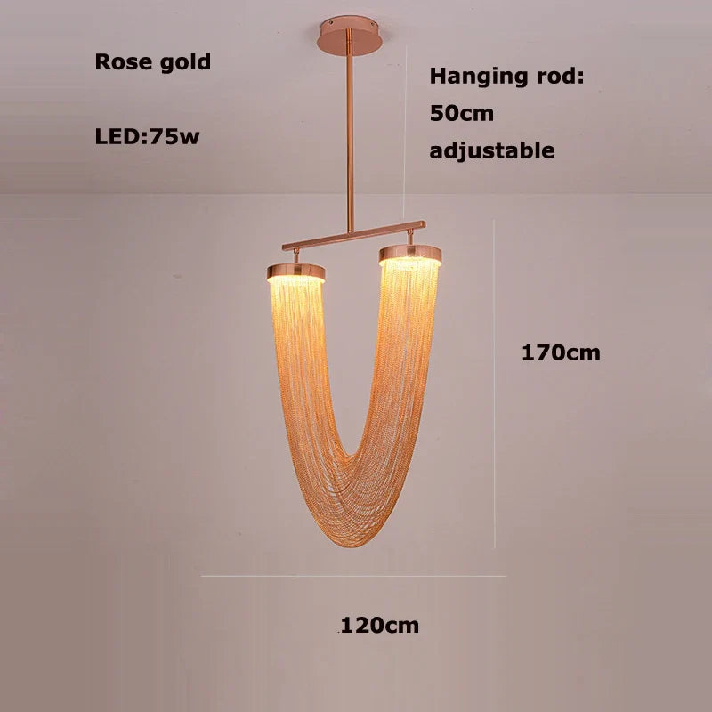 Chandelier art decorative led dimmable in gold-gold aluminum modern elegant design - Neutral light / Rose gold 2